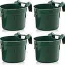 4 Pcs 8.5 Quart Hook Over Hanging Horse Feeder Plastic Fence Feed Bucket for Stall Mountable Hanging Feed Pail Storage Bins for Horses Goats Livestock Animals