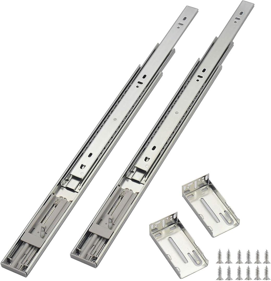 OCG Soft Close Drawer Slides 22 Inch (1 Pair), Full Extension Ball Bearing Low Noise Drawer Slides for Cabinets with Face Frame, with Rear Mounting Brackets