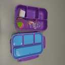 QQKO Bento Lunch Box for Kids Girls Boys, Toddler Kids Lunch Boxes for School, Lunch Containers for Adults with 4 Compartments, Sauce Container, Utensils, Food Picks and Muffin Cups, Purple