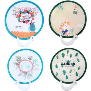 NUOBESTY Foldable Fan Japanese Style Handheld Round Folding Fan Great for Wedding Birthdays Decoration,4pcs