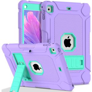 LTROP Case for iPad 6th/ 5th Generation & iPad Air 2, Slim Protective 9.7 Inch iPad Case with Pen Holder and Kickstand, Purple/Green