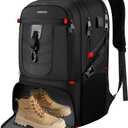 18.4in Men Laptop Backpack with Shoe Compartment for Gym Hiking Business,Large Carry On Travel Bag with PC Compartment,Waterproof College Bookbag School Backpack for Women,Black