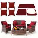 SUKAIKEQA Waterproof 3-Piece Patio Sofa Cushion Cover Set - Replacement Covers for Outdoor Wicker Furniture, Bench & Seat Cushions with 4pcs Throw Pillow Cover