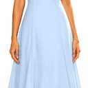 RIHOAS Formal Wedding Guest Dress A Line Sleeveless Slip Spaghetti Strap Corset Chiffon Elegant Party Midi Dress (Blue, L)