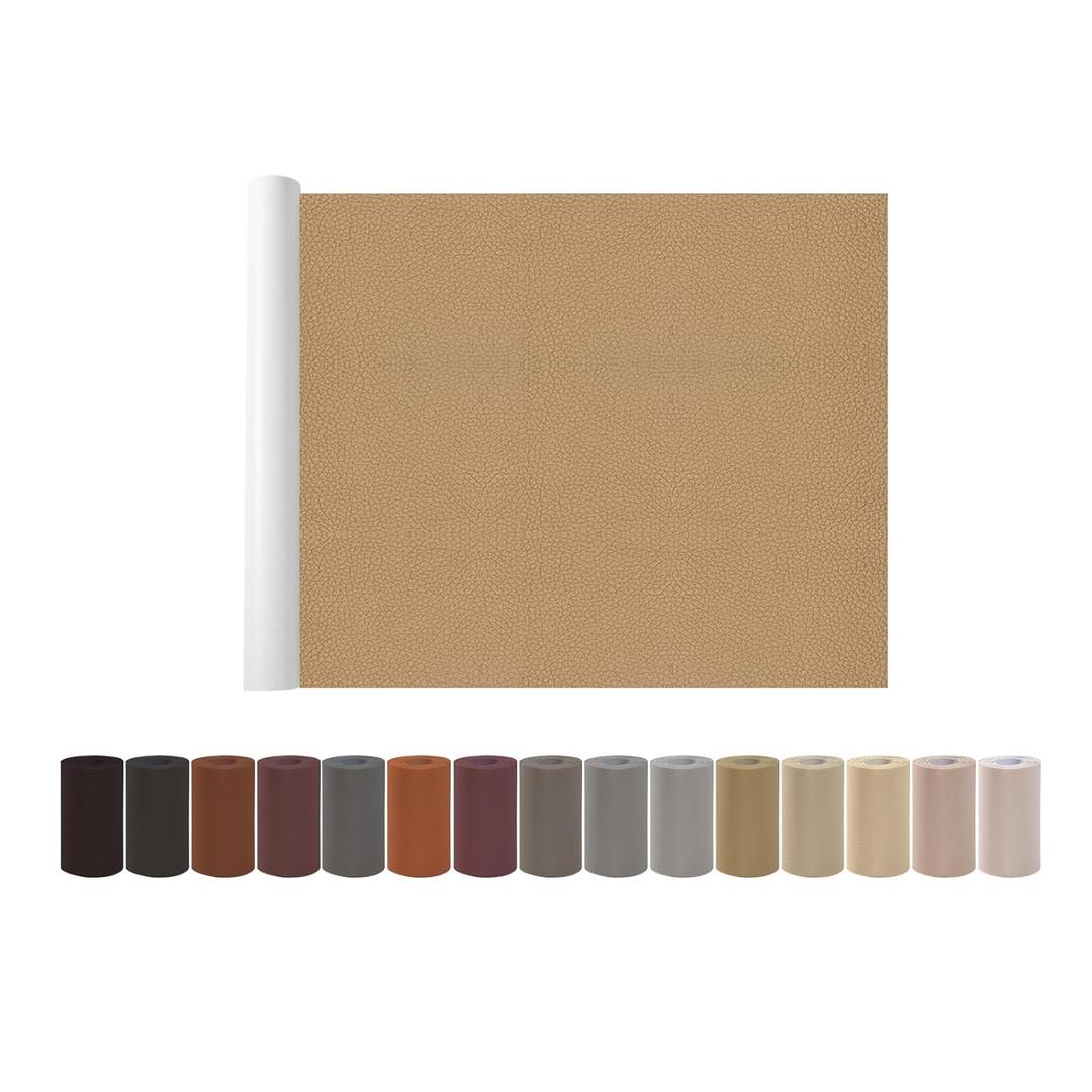 Leather Repair Patch Tape, Dark Beige 17 x 61 Inches Self Adhesive Leather Repair Kit for Furniture, Car Seat,Vinyl Leather Repair Kit for Office Chairs, Bags,Luggage