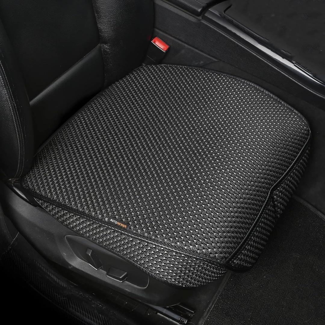 Auto Newer 2 PCS Breathable Universal Four Seasons Car Seat CoversLuxury Car Seat CushionProtectors for Front Seat Bottoms,Compatible with 95% Vehicles Fit for Cars Truck SUV or Vans(Black+Grey)
