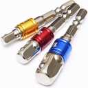 Impact Driver Socket Adapter Set 6 PCS- 1/4 3/8 1/2 Hex Shank 3PCS Swivel Impact Driver Bit Set Socket Holder+3 PCS Straight Drill Bit Adapter Attachments, Silver Drill Accessories-SCS6