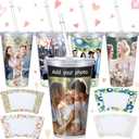 4 Pack Personalized Tumbler Custom DIY Insert Mug with Straw and Lid, Customizable Coffee Cup with Your Photos and Text, Reusable Travel Cups, Birthday Gift for Her Him (4 Cups+4 Cardboard)
