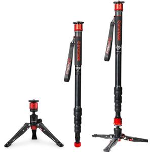 IFOOTAGE Monopod Cobra 3 A180T, 71" Aluminum Camera Monopod with Feet, Telescopic Video Mono pod Compatible with Sony Canon Nikon DSLR Cameras, Payload 17.6lb