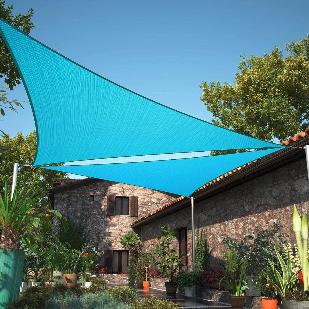 ShadeMart 12' x 12' x 17' Turquoise Right Triangle Sun Shade Sail UPF50 SMTAPRT12 Canopy Fabric Cloth Screen, Water Air Permeable & UV Resistant, Heavy Duty - (We Customize Size)