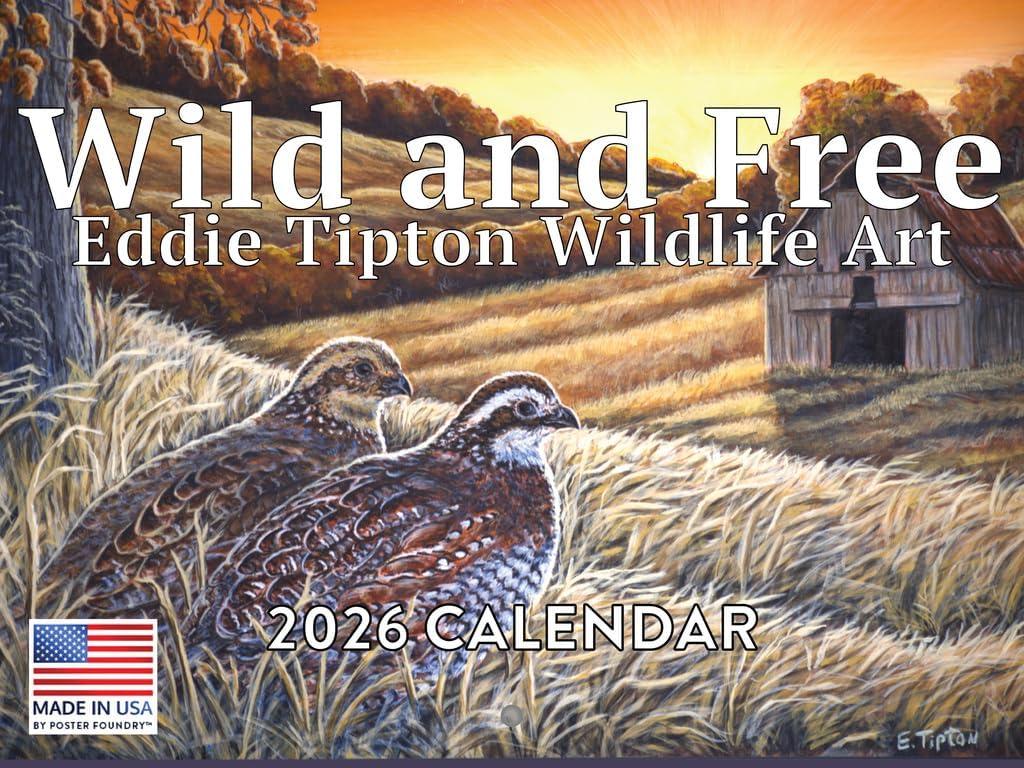 Wildlife Animal Calendar 2026 By Eddie Tipton Monthly Wall Calender 12 Month | American Made In The USA