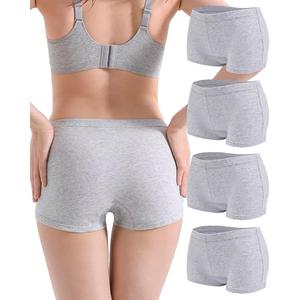 Anyball Women's Boyshorts Underwear Cotton, Full Coverage Panties, Womens Boyshort Boxer Briefs Breathable for Women 4 Pack Gray, M