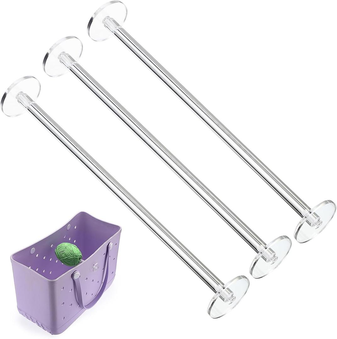 JUXYES 3 Pack Acrylic Yarn Spinner Rotating Yarn Holder Compatible with Large Bogg-Bag, Portable Knitting Accessories for Beach Tote Bag, Yarn Holder Spinner for Knitting Crocheting (10 inches)