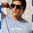 SOJOS Retro Polarized Hexagonal Aviator Sunglasses Womens Mens Trendy Rectangle UV400 Shades SJ2398