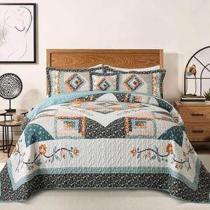 BEDIFANY Cotton Quilts Queen Size Sets - Lightweight Bedspreads Queen Size - Lightweight Garden Style Queen Quilt Bedding Sets for Bed Decorations for All Seasons, 3 Pieces (Queen (90 * 98 in))