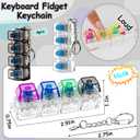4 PCS Keyboard Fidget Toy, Keyboard Fidget Keychain 4-in-1 Keyboard Decompression Button Finger Clicker Toys, Button Stress Relief Fidget Gifts (Clear Black Transparent Colorful)