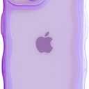 Cute Case for iPhone 13 mini 5.4 Inch, Wave Frame Shape Soft Silicone Shockproof Protective Slim Phone Cover for Women Girls, Clear/Purple