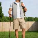 2 x Men's Cargo Shorts Drawstring Classic Chino Stretch Shorts with 6 Pockets