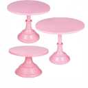 3 Pcs Metal Cake Stand Set 8/10/12 inch Dessert Table Display Perfect for Baby Shower Wedding Birthday(Pink)