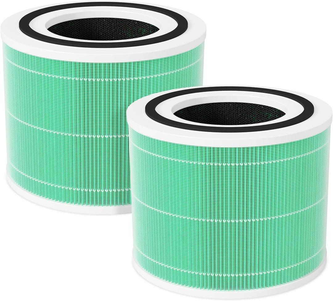 2-Pack Core 300 Replacement Filter Compatible with LEVOIT Core 300 and Core 300S Air Purifier, H13 True HEPA, High-Efficiency Activated Carbon, Replace Core300-RF-TX, Green