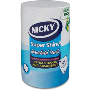 Nicky Super Shine Multipurpose Paper Towel | Plastic Free Packaging | Paper Wrap | Larger Sheets | 3 Layers | Ultra Strong and Absorbent