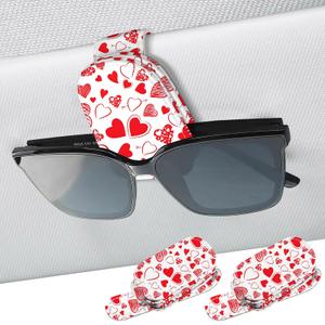 UntilPlan 2 Pack Sunglass Holder for Car Visor, Universal Magnetic Car Sunglass Holder for Different Size Eyeglasses, Car Visor Accessories (Heart)