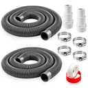 Boltigen 1.5" Pool Filter Hose Replacement Kit (6ft, 2-Pack), Durable EVA Pump Hose with 1.25" & 1.5" Adapters and Clamps, Compatible with Intex & Hayward Above Ground Pool Systems