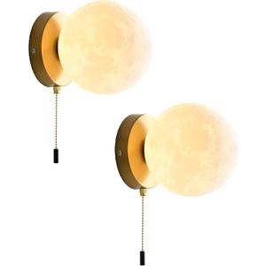 Wall Lamp Modern Minimalist Moonlight Wall Sconce with Soft Lighting, G9 Bulb Included, Perfect for Bedroom, Living Room, Bathroom, Hallway (2 Gold Pack)