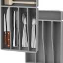 2 Pack Silverware Drawer Organizer Set, Silicone Silverware Holder, Kitchen Utensil Drawer Organization and Storage, Ideal Flatware&Cutlery Organizer withnot BPA, Dishwasher Safe (Grey)
