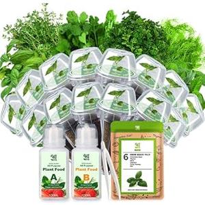 Herb Seed Pod Kit, Grow Anything Kit for All Hydroponics Growing Systems, 14 Pods with 600+ Seeds of Genovese Basil, Thyme, Mint, Cilantro, Curly Parsley and Dill, Grow Your Own Herb Garden at Home