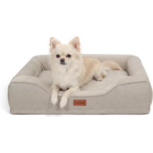 Puppy Beds for Small Dogs Orthopedic with Cooling Gel Memory Foam Washable Small Size Dog Couch with Removable Cover Waterproof for Senior Pets or Cats,24"x18"x6"Beige