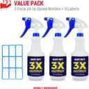 3X High Output Heavy Duty Spray Bottles for Cleaning Solutions, 3 Pack, 24 oz Commercial, Industrial Spray Bottles for Household Cleaning and Car Detailing.