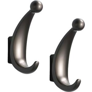 2 Pack Bathroom Towel Hooks, Screw in Metal Robe & Coat Hooks for Wall(Gray)