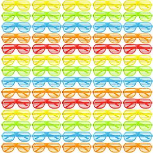 Maitys 100 Pack Plastic Shutter Shades Glasses, 80's Style Slotted Shutter Sunglasses Neon Color for Party Birthday Favors(Red, Green, Sky Blue, Yellow, Orange)