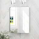 Keonjinn 16 x 20 Inch Brushed Nickel Bathroom Mirrors for Over Sink, Rounded Rectangle Silver Bathroom Vanity Mirror, Metal Framed Farmhouse Mirror for Wall, HD Tempered Glass(Horizontal/Vertical)