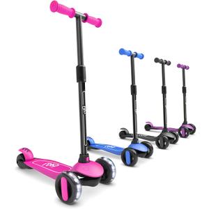 6KU Scooter for Kids Ages 3-10 with Flash Wheels, Kids Scooter 4 Adjustable Height, Toddler Scooter Extra-Wide PU LED Wheels, 3 Wheel Scooter for Kids for Girls & Boys Learn to Steer (1 Pack, Pink)