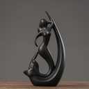 Ceramic Beauty Mermaid Statue Sculpture Black Animal Art Porcelain Figurine Home Decor Decorations for Living Room Book Shelf Carbinet Desk Table Top Ornament (K1)