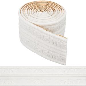 CRASPIRE 90.5 x 3 Wider White Foam Flexible Molding Trim Peel and Stick Self Adhesive Crown 3D Decorative Wallpaper Border Caulk Trim Wall Baseboard Lines Mirror Moulding Frame Strip for Home Decor