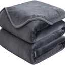 Soft Queen Size Blanket for All Season Warm Fuzzy Microplush Lightweight Thermal Fleece Summer Autumn Fall Winter Spring Blankets for Queen Full Bed Couch Sofa,90x90 Inches,Dark Gray