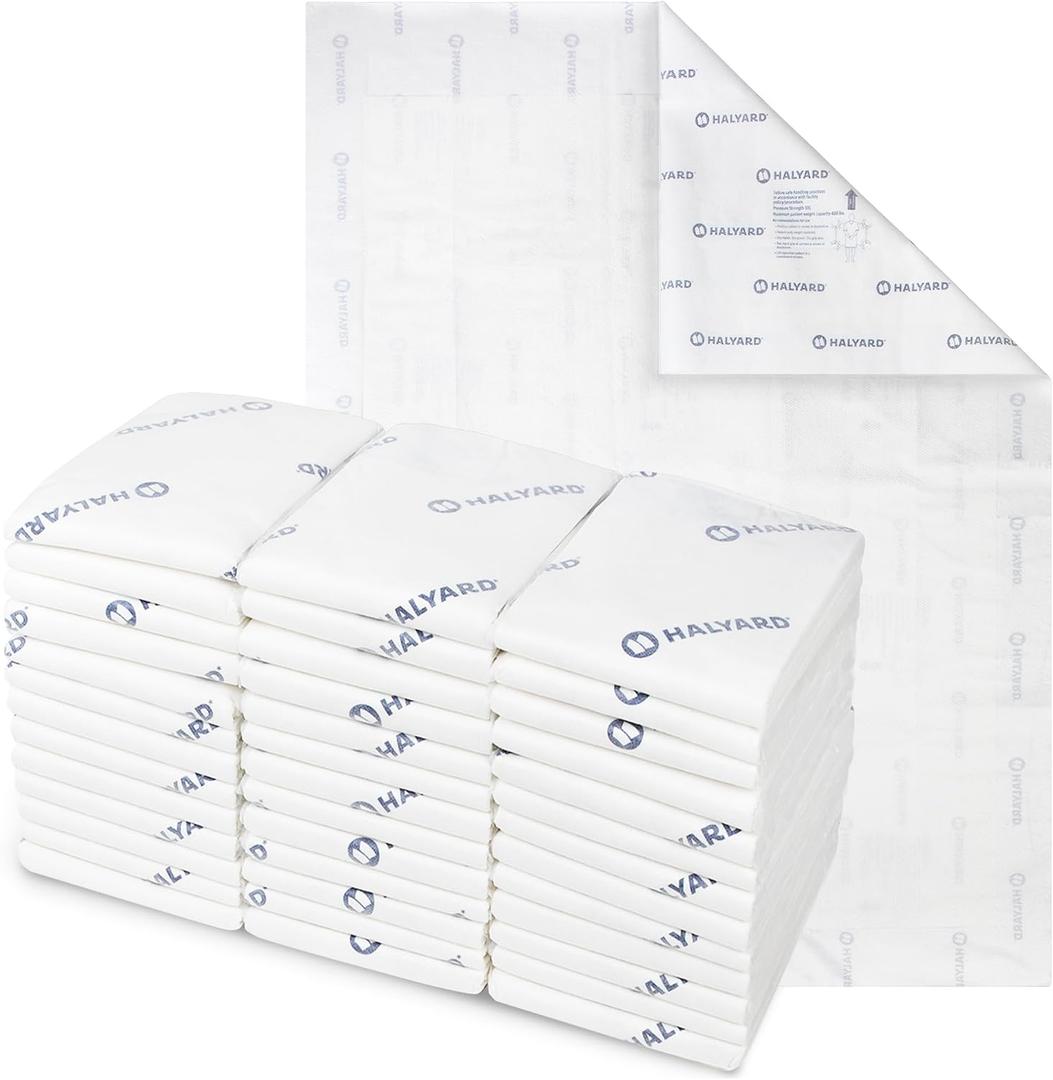 HALYARD Premium Disposable Underpads, 40 x 57 Inches Chux Pads - White, Case of 30 - Incontinence Bed Pads for Adults with Airlaid Core for Moisture and Odor Control