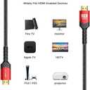 JSAUX 8K HDMI Cable 2.1, 48Gbps Ultra High Speed HDMI Cable Braided Cord (4K@144Hz, 4K@120Hz, 8K@60Hz) HDCP 2.2&2.3 HDR 10 eARC ARC, Compatible with Switch 2/PS5/Laptop/Monitor/HDTV/-Red,10ft