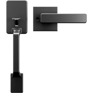 Philips Front Door Handle Without Lock, Entry Exterior Handleset with Interior Handed Lever, Modern Front Door Handle,Deadbolt Not Included, Matte Black
