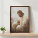Jesus and Lamb Canvas Wall Art Jesus Running After Lost Lamb Picture Wall Art Canvas Print Christian Home Decor 8x10 inch (AAA-Bestseller)