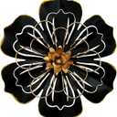 Metal Flower Wall Art Decor, 8.3" Rustic Modern Floral Sculpture, Distressed Iron Wall Hanging Home Decoration Accent Artworks for Indoor Kitchen Bedroom Living Room Office Outdoor Garden Patio - 06 (06-Black Gold)