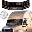 EcoNour Semi-Truck Printed Sun Shade for Windshield and Side Windows | Vintage Camo Flag 240T Sunshade to Block UV/Sun Heat Rays | Best for Semi, Commercial & Big Rig Trucks