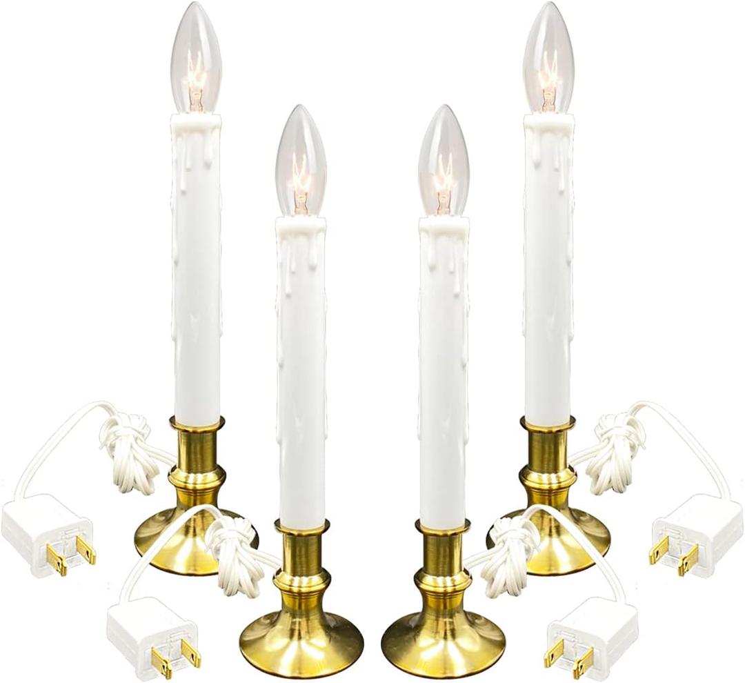 New Ideal Lights Daily Timer Window Candle 8/16 hrs Heavy Brush Brass Base 4PK