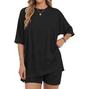 AUSELILY Women's 2 Piece Sets Summer Oversized Shorts Set (M)
