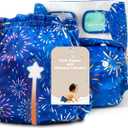 Reusable Cloth Diapers with Wetness Indicator, Swim Diaper, 1 Waterproof Skin Friendly CoversInsert One Size Adjustable Washable Diapers for Newborns, Baby (11-33 pounds, 0-3 Years, Firework)
