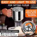 5 Cup Flour Sifter for Batch Baking Easy One-Hand Press, Double Mesh, Comfortable Grip & Dishwasher Safe Large Capacity Flour Sifter Stainless Steel for Powdered Sugar, Cocoa, Pastry & Pancake Mix