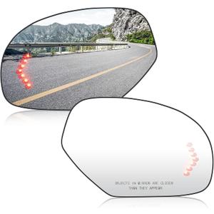 Left & Right Side Heated Mirror Glass Fits for 2007-2014 Cadillac Escalade Chevy Avalanche Silverado Suburban Tahoe GMC Sierra Yukon 1500 2500HD 3500HD for GM1324138 2 PIN & 4 PIN, w/o Blind Spot